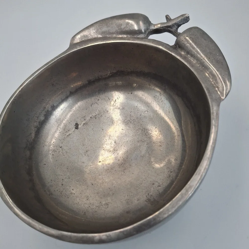 Vintage Mexican Pewter Chili Pepper Handle‎ Bowl Poma-Uar Mexico Silver Tone 6